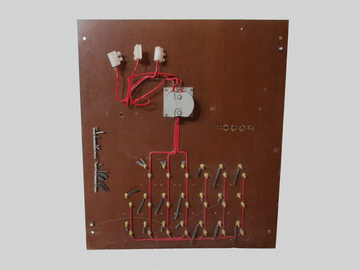 Rear view of the board with the intricate wiring.