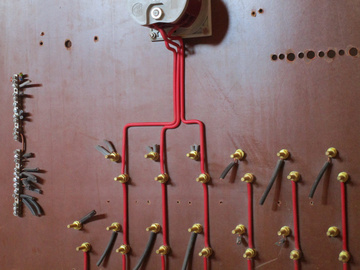 Closer look of the wiring, with the very accurate bends needed to route the wires across the board.