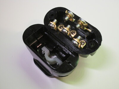 Internals of the plug, with the terminals.