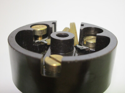 Closeup view of the screw terminals, showing how they work.